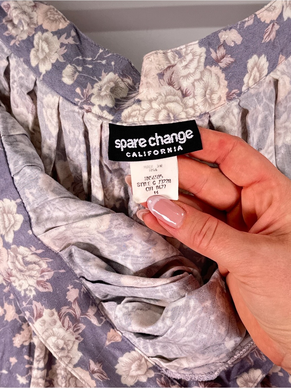 Spare Change California Maxi Skirt Vintage Pleated Floral Purple Medium - Picture 7 of 10